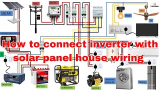 How to connect inverter with solar panel house wiring  inverter with solar generator wiring [upl. by Eelanej960]