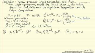 VaporLiquid Equilibrium using the Wilson Equation [upl. by Thibaut]