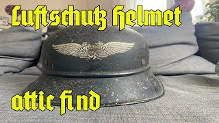 Luftschutz Helmet from an Attic in Germany [upl. by Einaeg]