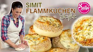 Flammkuchen als Brötchen  Simit Style🇹🇷  fluffig leckere Sesam Brötchen mit Käsefüllung [upl. by Kelcie54]