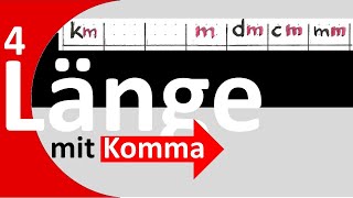 4Längenmaße Länge mit KOMMA Umwandlung Umrechnung mit Tabelle von GROSSER Einheit zur KLEINEN [upl. by Yevreh]