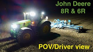 Předseťová příprava s traktory John Deere 8R a 6R  POVDriver view [upl. by Behlke]