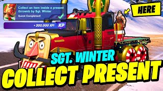 How to EASILY Collect an Item inside a Present Thrown by Sgt Winter  Fortnite Winterfest Quest [upl. by Lear681]