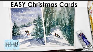 EASY Watercolor Christmas Cards [upl. by Felicdad765]