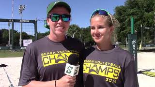 Beach Volleyball vs FGCU  Dunn and Thomas Interview [upl. by Krause]