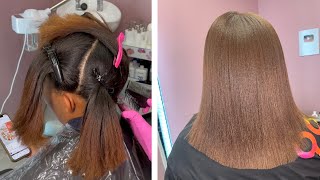 Color Correcting two toned hair  Chocolate brown Hair tutorial  Coloring Natural Hair Brown [upl. by Rickard240]