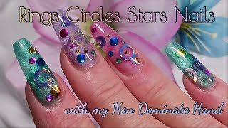 Rings Circles and Stars with my Non Dominate Hand  Saviland Builder Gel Nails [upl. by Sivram]