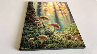 EASY Acrylic Painting Technique  Mushroom Forest Painting for Beginners [upl. by Handy]