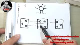 3 Way switchIntermediate switch wiring diagram Staircase wiring lights switch [upl. by Estrellita]