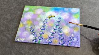 Lavender painting ideas  how to paint a Bokeh background  painting tutorial for beginners 43 [upl. by Nesyt]