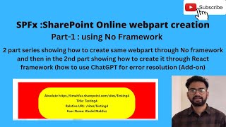 SPFx  How to Create webpart using SPFx for SharePoint Online Part1 using No Framework [upl. by Peggir482]