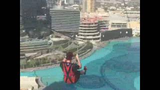 Rory McIlroy ziplines across Dubai fountains [upl. by Saum]