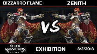 EVO 2018 Smash Bros Ultimate Demo  Bizzarro Flame Ganon Vs Zenith Ganon Mario  Exhibition [upl. by Aillil]