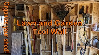 Garden Tool Wall Shed organization Shovels rakes and ladders oh my [upl. by Urbano]