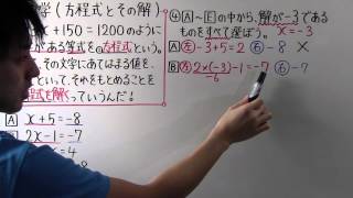 【中1 数学】中126 方程式とその解 [upl. by Pickard]