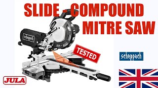 Scheppach  BLMS216  Slide mitre saw  Unboxing amp Test [upl. by Hertberg]