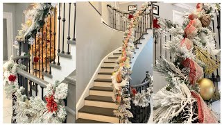 How to Decorate Your Stairs For Christmas  How to Decorate Your Bannister  Holiday Decorating [upl. by Meggi791]