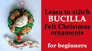 Learn how to stitch Bucilla felt applique Christmas ornaments  DIY [upl. by Mindi788]