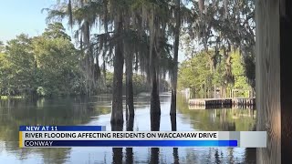 Conway residents see waisthigh flooding taking boats to leave homes [upl. by Ditter824]