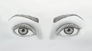 How to draw both eyes for beginners step by step [upl. by Ojyram]