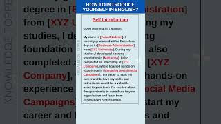 How to introduce Yourself in an Interview in English  Self Introduction in English [upl. by Noxid]