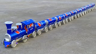 Make a longest toy train with Pepsi cans 🚂 Cars at Home  DIY [upl. by Ellehcam]