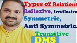 Types of Relations  Reflexive  Irreflexive  Symmetric  Anti Symmetric  Transitive DMS [upl. by Sumner]