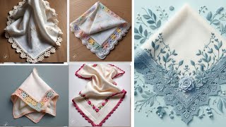 💞Handkerchief with Crochet Border Designshare idea for Beginnerscrochethandmadediy aiborder [upl. by Ahseer]