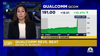 Qualcomm shares spike following quarterly beat on earnings and revenue [upl. by Lancey985]