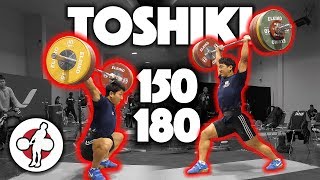 Toshiki Yamamoto Heavy Training 150 Snatch 180 Power CampJ  2017 WWC Training Hall 4k 60 [upl. by Tobe]