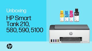 How to unbox amp set up  HP Smart Tank 210 580 590 5100 printers  HP Support [upl. by Namaj181]