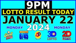 9pm Lotto Result Today January 22 2024 Monday [upl. by Aloeda]