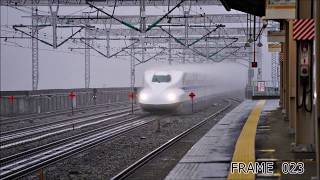 shinkansen passing at Himeji station [upl. by Cobby]