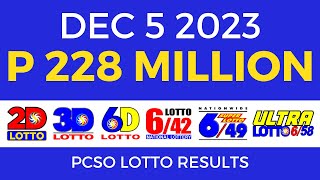 Lotto Result December 5 2023 9pm PCSO [upl. by Heinrike]