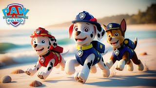 Paw Patrol The Mighty Movie  Marshall amp CHASE Play on the Beach  Very Funny Story  Rainbow 3 [upl. by Eerot]