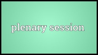 Plenary session Meaning [upl. by Sebbie371]