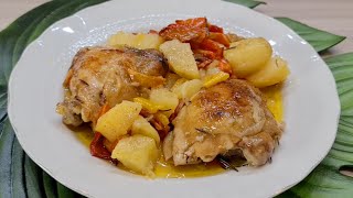 POLLO AL FORNO CON PATATE E PEPERONI DELIZIOSO E TENERO PIACERÀ A TUTTI   Franceska Chef [upl. by Lirba]