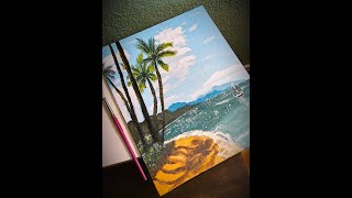 Paint a paradise beach  painting for beginners  Canvas painting  Acrylic painting [upl. by Melone434]