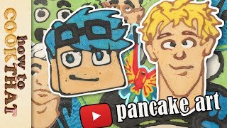 PANCAKE ART with Draw with JAZZA 10 top YouTubers Logan Paul DanTDM How To Cook That Ann Reardon [upl. by Slrahc]