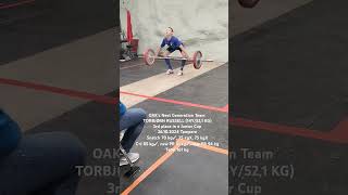 Only 14 y old Torbjørn Russell clean and jerks a new PR 91 kg 26102024 [upl. by Nyrrat]