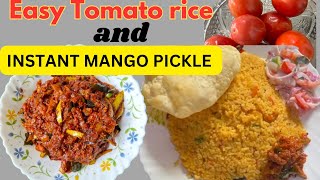 എളുപ്പത്തിൽ ഒരു Tomato റൈസും instant മാങ്ങ അച്ചാറും  Easy tomato rice and instant mango pickle [upl. by Sadnalor]