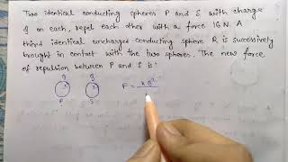 Two identical conducting spheres P and S with chargeJEE Main 20246th April shift 2 [upl. by Kinchen]