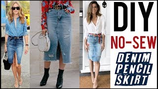 DIY How To Make a Denim Pencil Skirt  NOSEW  by Orly Shani [upl. by Orola]