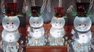 Dollar Tree DIY LIGHTED Mr amp Mrs Snowmen  Christmas  Winter Home Decor [upl. by Nonah]