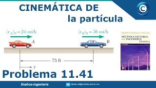 CINEMÁTICA DE PARTÍCULAS  POSICIÓN  VELOCIDAD  ACELERACIÓN  BEER  PROBLEMA RESUELTO 1141 [upl. by Vorster]