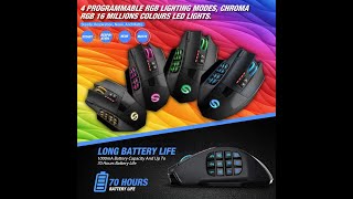 UtechSmart Venus Pro RGB Wireless MMO Gaming Mouse 24 GHz Transmission Technology Up to 70 Hours [upl. by Dahsar499]