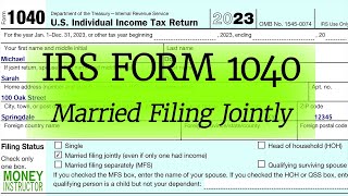 Form 1040 2023 Married Filing Jointly  Dependents Example Tax Filing  Money Instructor [upl. by Nodearb]