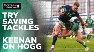 Unbelievable TRY SAVING tackle from Hugo Keenan on Stuart Hogg [upl. by Buzzell]