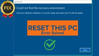 could not find the recovery environment  Insert your windows installation or recovery media [upl. by Mateusz]