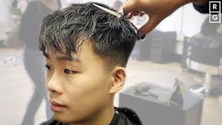 Textured Fringe Fade Haircut For Asian Hair  Asian Mens Hairstyle [upl. by Krueger]